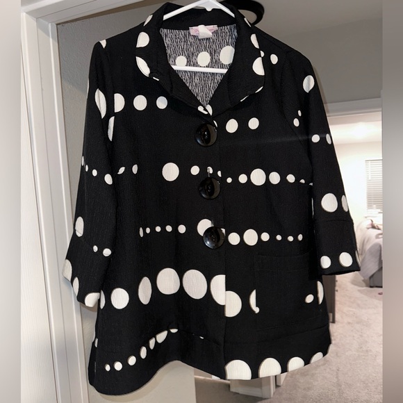 Ali Miles Jackets & Blazers - Black and White Polka Dot Women's Jacket